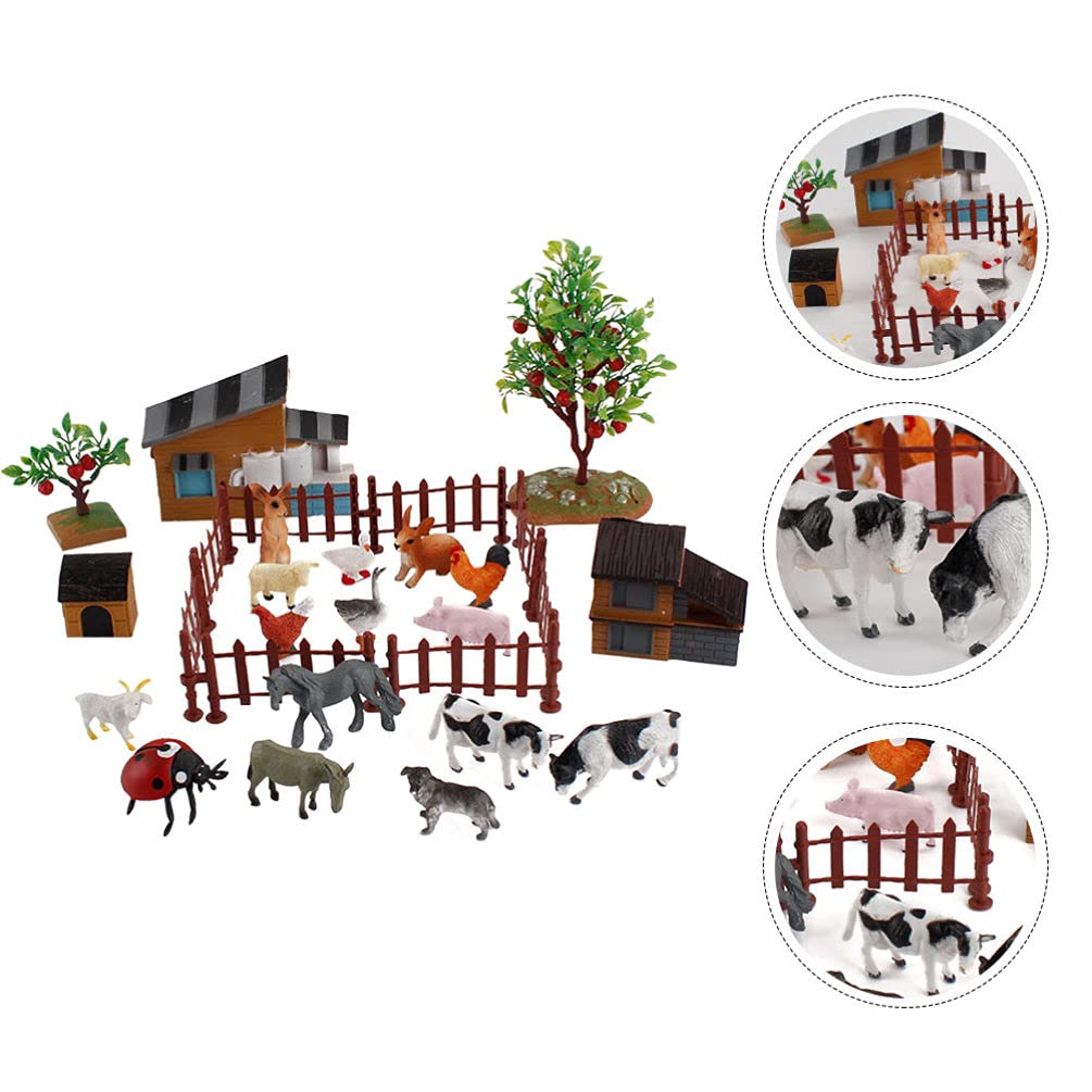 PRETYZOOM Diorama Animal Model Farm Ranch Animal Figure Set Animal Mini Scene Collection Animal Model Mini Mini Garden Decoration Model