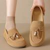 Fashion Women's 2025 Autumn and Winter New Round Toe Retro Slip-on Flat Tassel Single Shoes