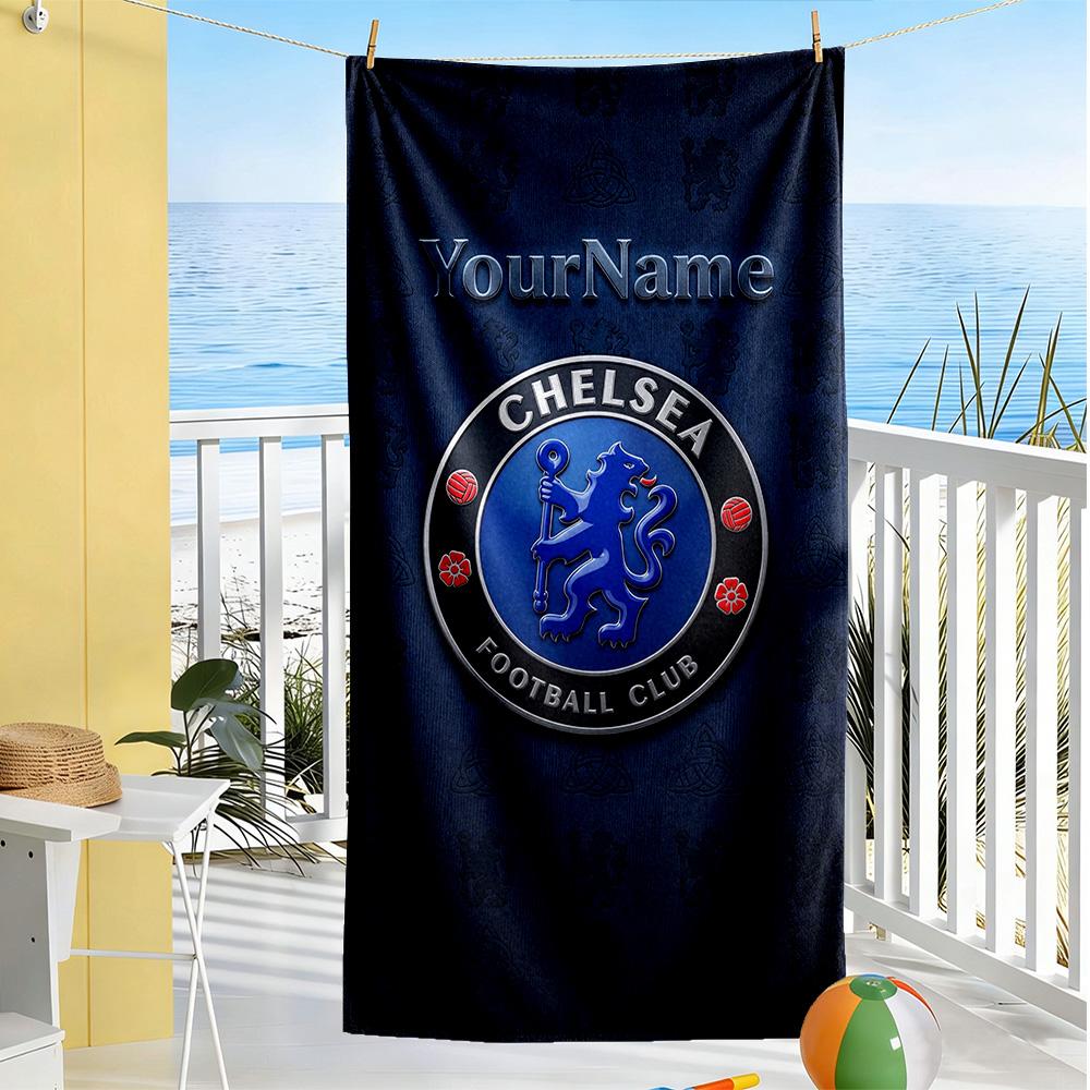Chelsea Customize Text Beach Towel Soft Durable Quick-Dry Suitable for Swimming Gym Camping Yoga Vacation
