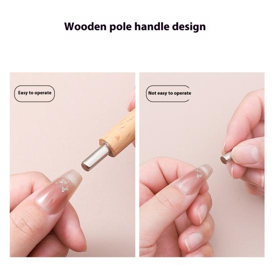 Двухголовочный магнитный стержень Y-образной формы из железной проволоки, набор маникюрных инструментов, простой в использовании, портативный, прочный деревянный цилиндрический магнитный стержень