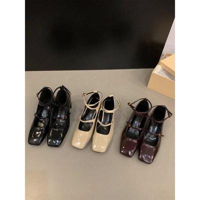 Туфли Мэри Джейн на толстом каблуке с черным квадратным носком, женская обувь 2024, новые весенне-осенние зимние темпераментные туфли на высоком каблуке, вечерние туфли