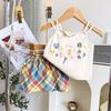 Kids Girl Twopiece Summer Dress Set With Sleeveless Top And Short Skirt For Children 3 To 8