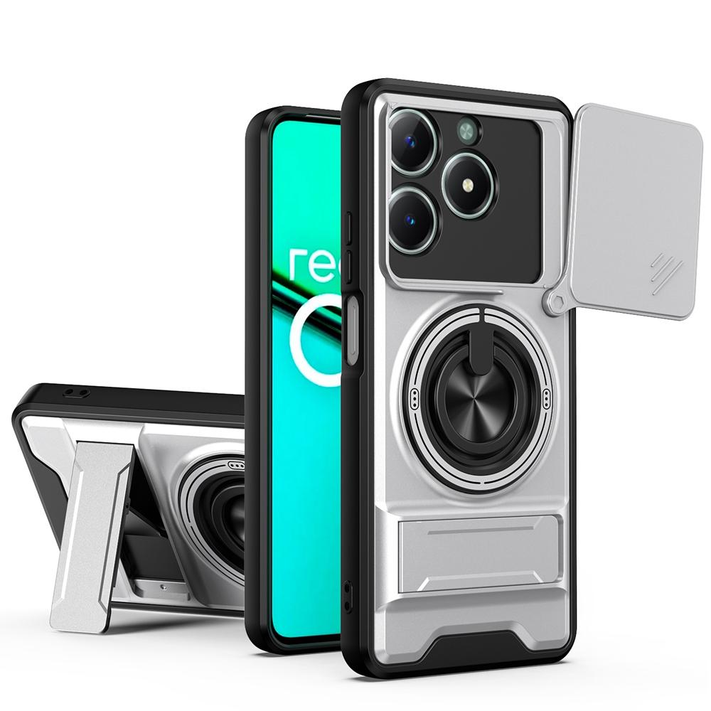 KEYSION Магнитный чехол для телефона OPPO Realme C61 C63 Защита камеры со сдвижной крышкой Вертикальная подставка 360 Кольцо Ударопрочная задняя крышка