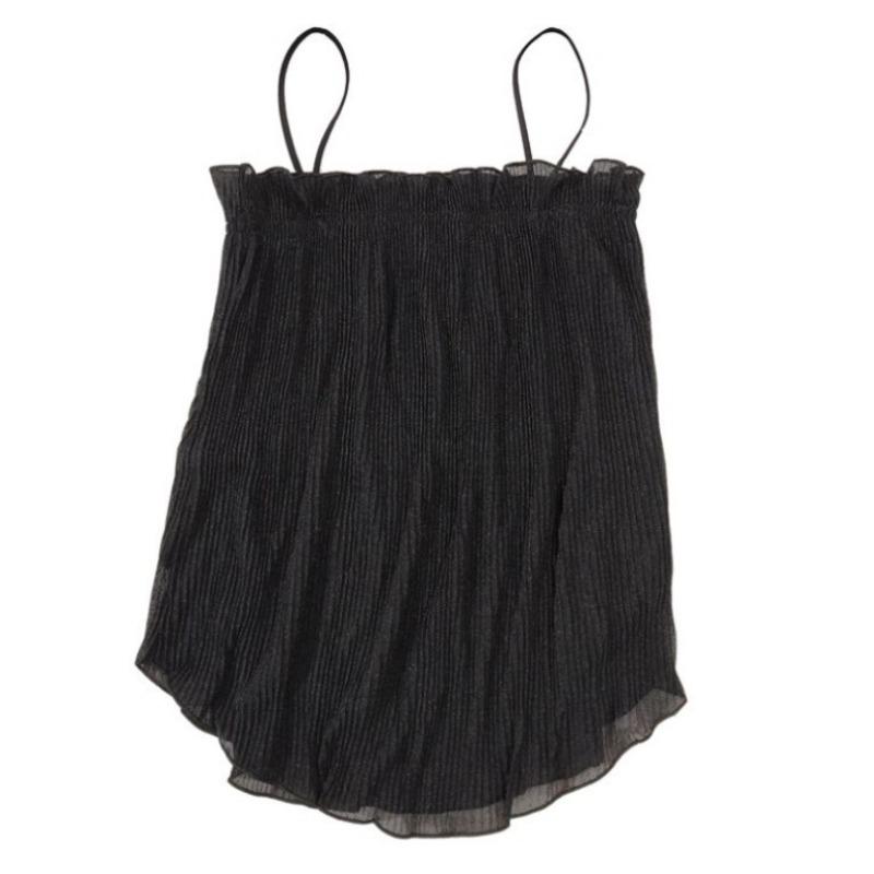 Retro Summer Outer Wear, Holiday Pleated Sexy Versatile Bottoming Camisole Women's Chiffon Fresh Top