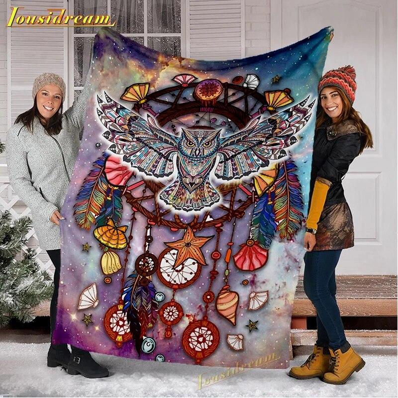Одеяло «Ловец снов» Фланелевые одеяла с изображением совы, теплый чехол для дивана-кровати, покрывало для спальни, дивана