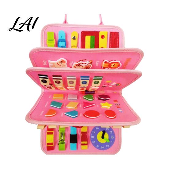 Montessori Busy Board for Toddlers Felt Board Alphabet Clock And Multi-module Puzzle Design Portable Sensory Kids Early Education Fine Motor
