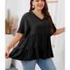 Women’s Crew Neck Ruffled Shirt Short Sleeve Loose Casual Peplum Summer T-shirt Lightweight Breathable Comfortable Fashion Commute Plus Shirt