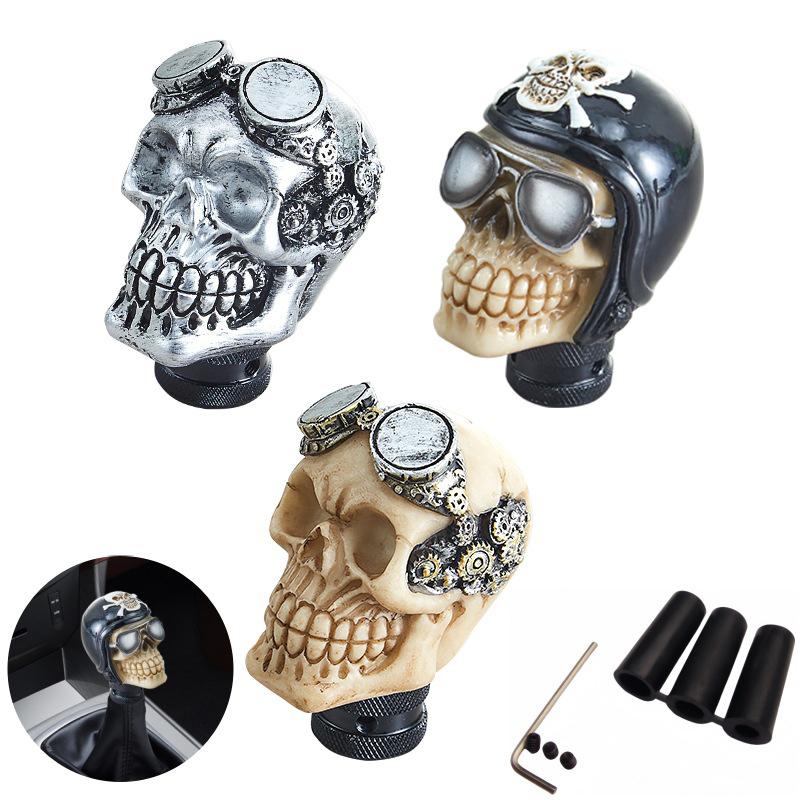 Universal Skull Head Gear Lever Gear Shifts Knob Skeleton Shape Gear Shift Knob Manual Transmission LED Light Gear Shifts Knob