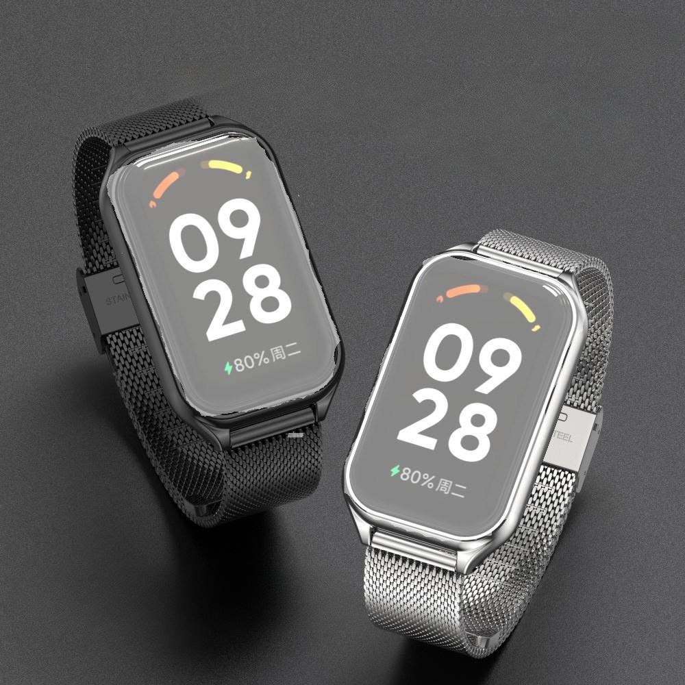 Металлический ремешок из нержавеющей стали с чехлом для Xiaomi Redmi Smart Band 2, сменный браслет, аксессуары для часов, чехол