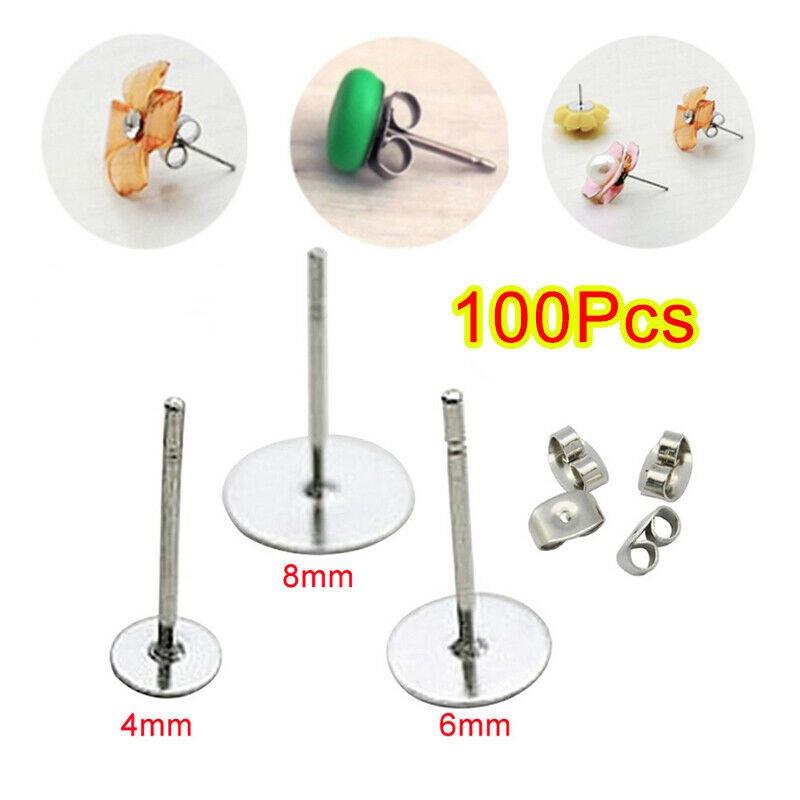 100 шт. DIY практичные плоские серьги-иглы удобные плоские серьги-гвоздики аксессуары для сережек ручной работы