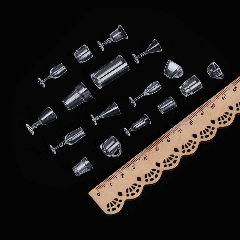 17PCS/Set Acrylic DIY  Dollhouse Accessories Ice Cream Bowl Simulation Cookware Mini Cup Miniatures Goblet