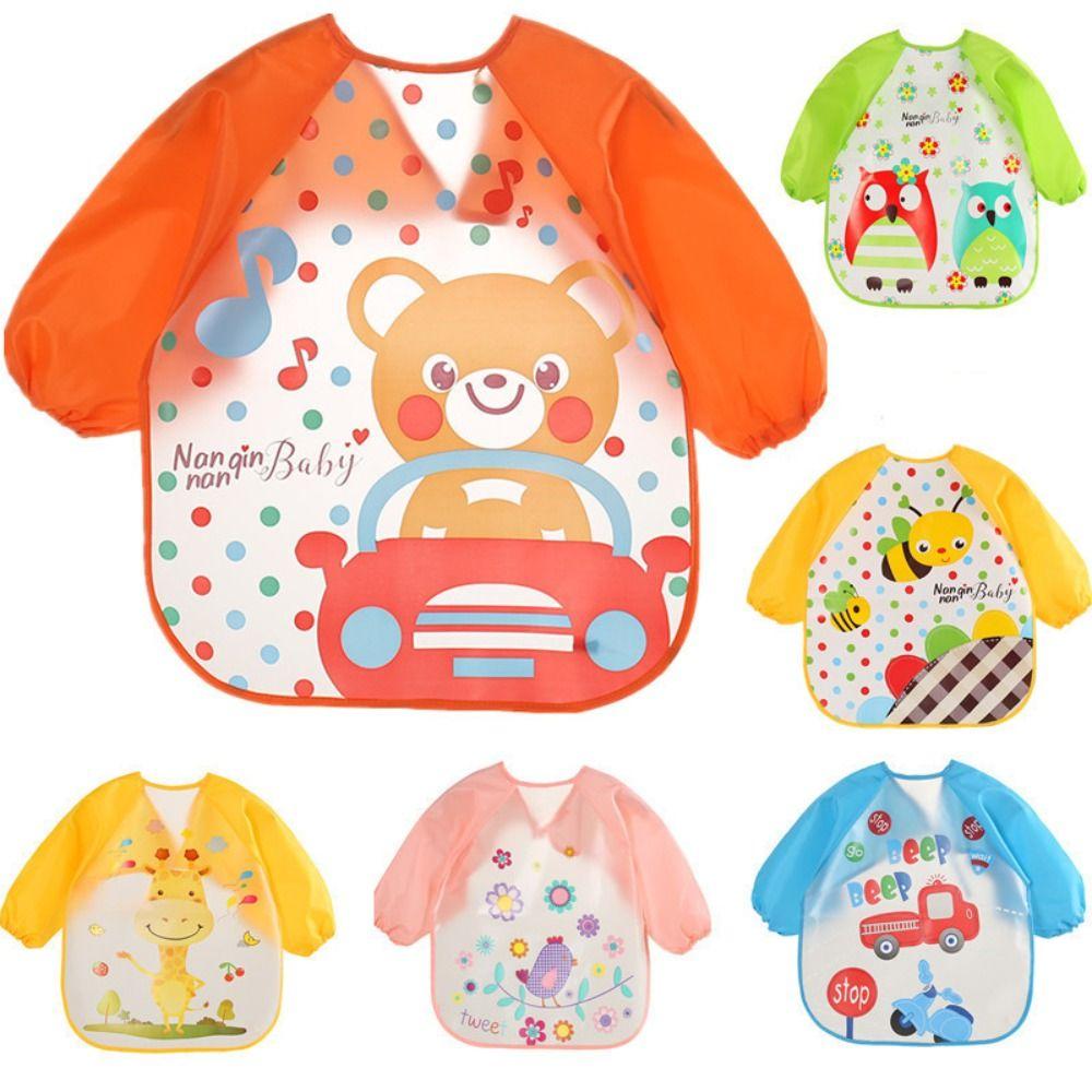 Cartoon Pattern 0-3 Years Baby Anti-dirty Bib PEVA Dirt Proof Feeding Burp Cloths Baby Eating