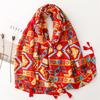 Yitao Bohemian Red Vintage Ethnic Travel Shawl - Silk-Like Cotton Linen Sunscreen Scarf for Women