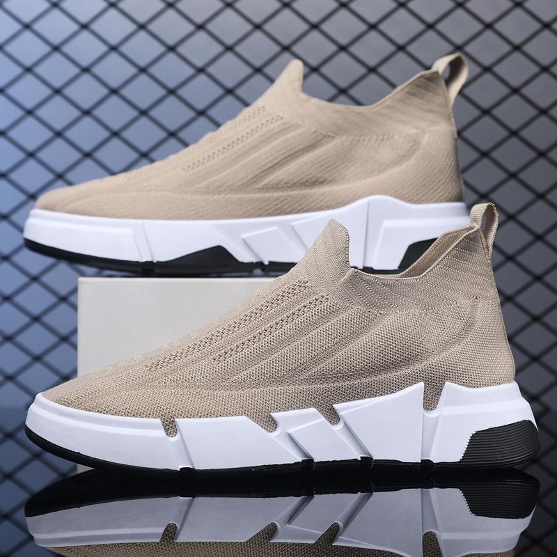 Новый весенний стиль Летающие вязаные дышащие сетчатые туфли Толстые носки и носки Кроссовки для мужчин