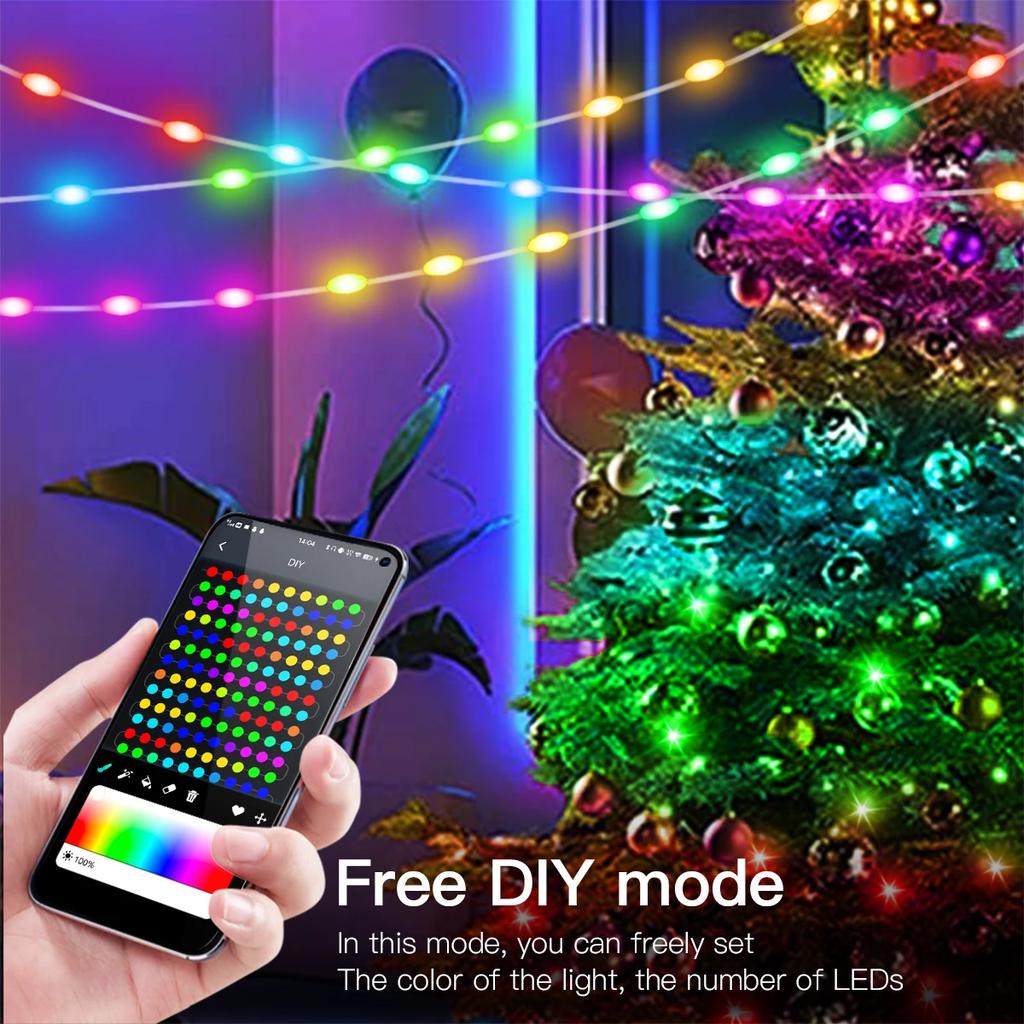 Рождественская RGB LED Гирлянда Bluetooth USB Питание Музыкальная Мечтающий Цвет Свет День Рождения Вечеринка Гирлянда Декор Сказочные Огни для Дома