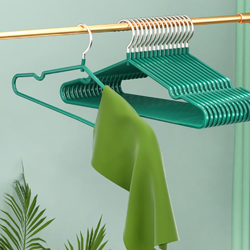Clothes Hanger Hanger With Grooves For Airing Children Adult Metal Simple Thick Non-Slip Dip Plastic Coat Hanger Blue Green