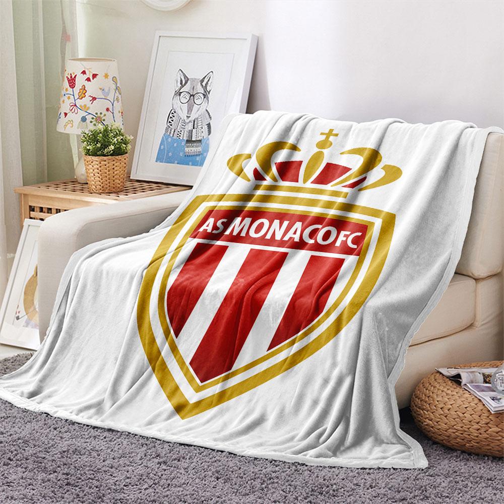 AS Monaco Printed Flannel Blanket, soft throw for bedroom sofa, washable,soccer fan merchandise, great gift.