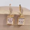 New Square Zircon Drop Earrings for Women Fashion Gold Color Earring Personality Statement Jewelry Party Accessories