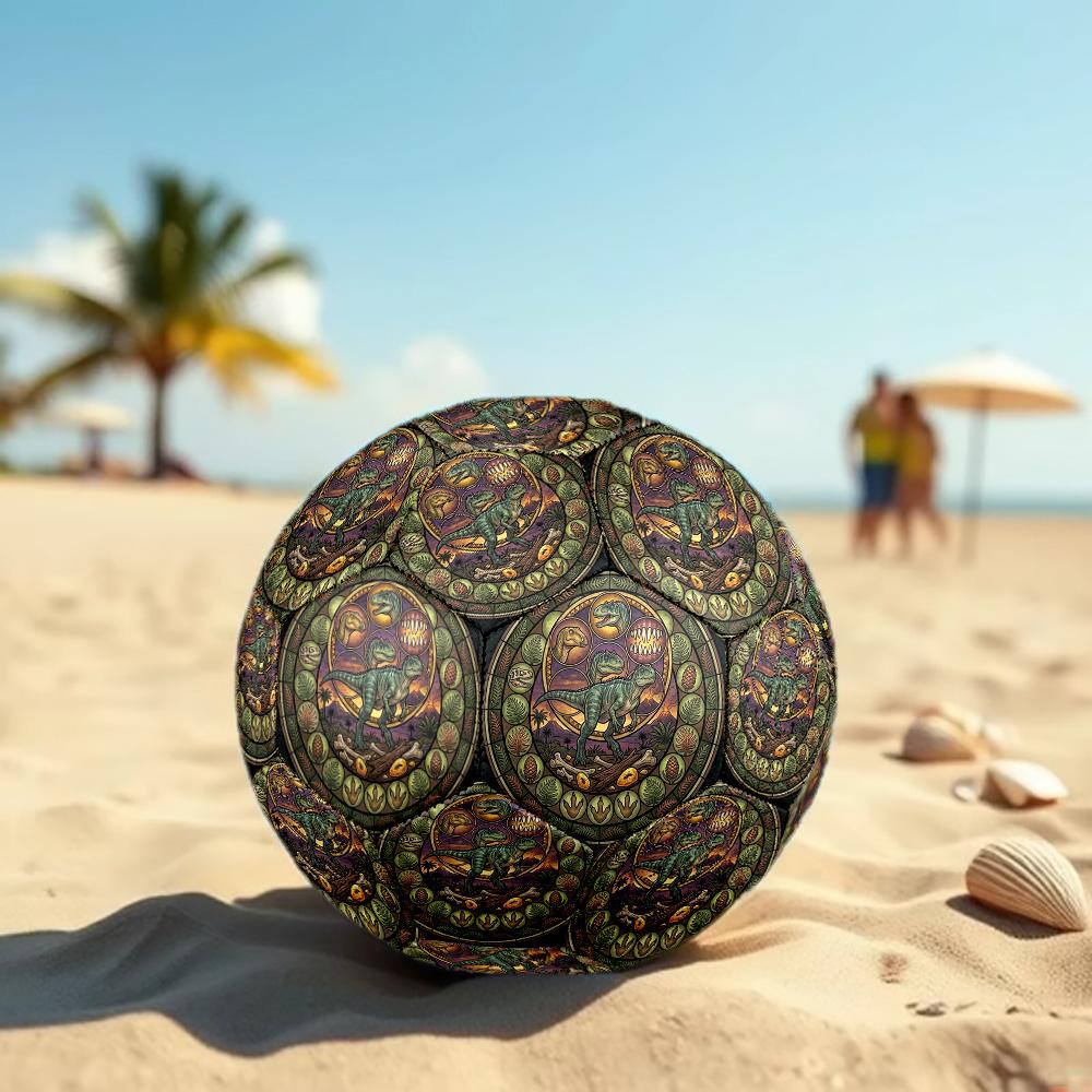 Dinosaur Glass Art Round Football Size 5 Adult Ball Suitable for Training Matches and Outdoor Team.