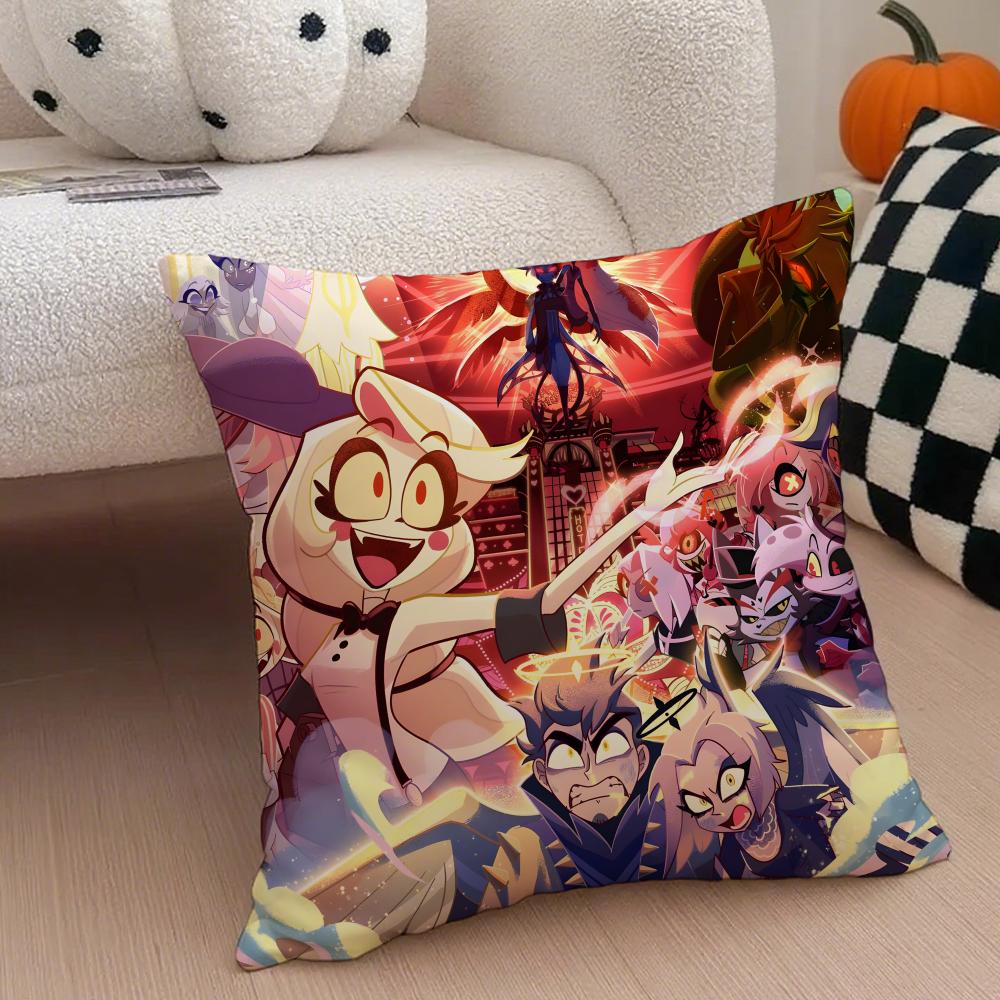 Edgy Musical Quirky Animate HHazbin Hotel Cushion Cover Throw Pillow Cover Hidden Button Durable Polyester Chair Cushion