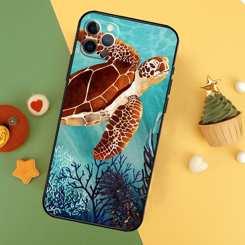 Чехол для телефона с морской черепахой для iPhone 17 17Air 16 16E 15 14 13 12 11 Pro Max 12 13 Mini Ударопрочный чехол
