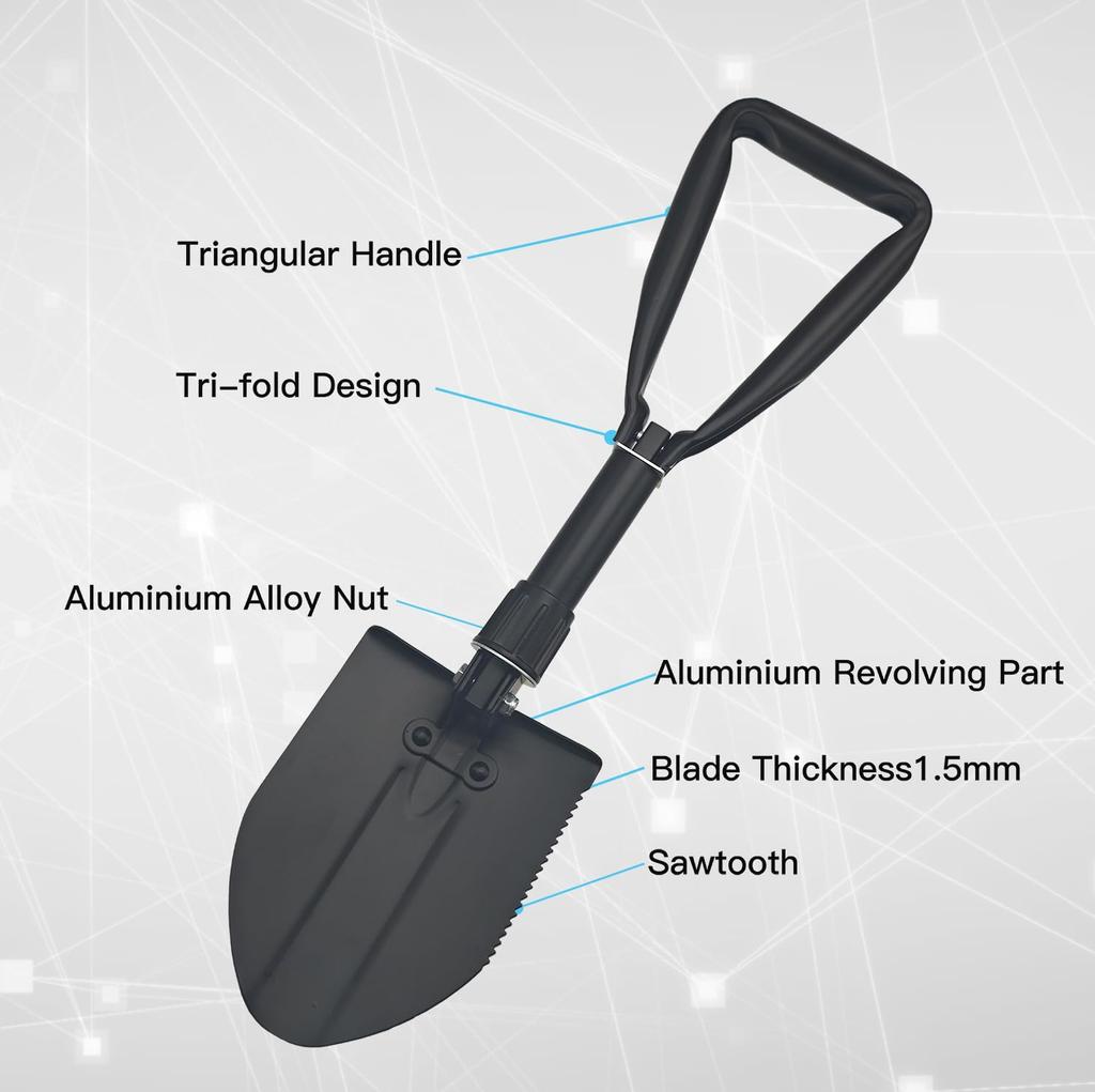 Лопата для кемпинга, лопата для снега, высокоуглеродистая сталь, встроенная лопата, многофункциональная лопата, складная мини-сумка для хранения, в комплекте 7 функций, скалолазание, кемпинг