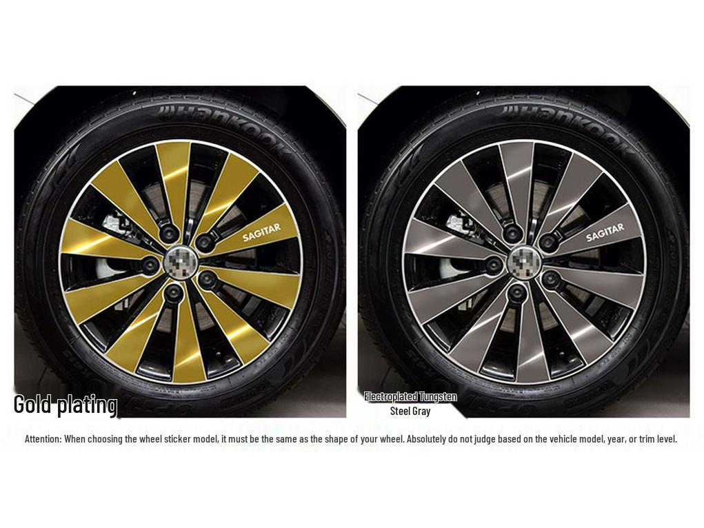 Volkswagen Sagitar Wheel Hub Stickers: Electroplating Color Change, Warning, Scratch Protection