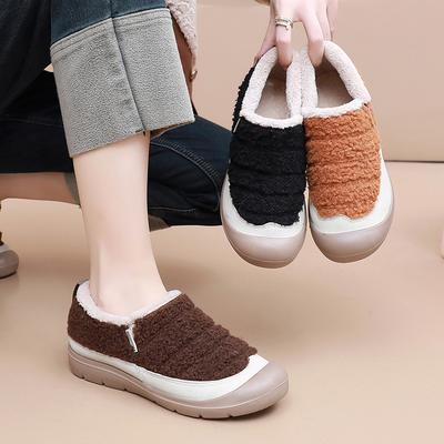 Женские зимние теплые мокасины на платформе, флисовые лоферы с пушистой плюшевой подкладкой, нескользящие домашние тапочки для улицы и дома, обувь для ходьбы из искусственного меха для женщин