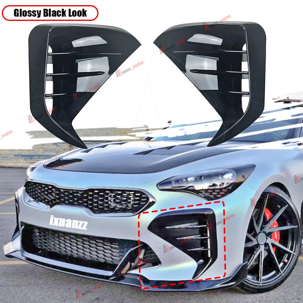2Pcs Front Bumper Trim Canards For KIA Stinger 2017-2023 Front Bumper Side Vent&Grill Blade Trim Cover Car Styling Accessory