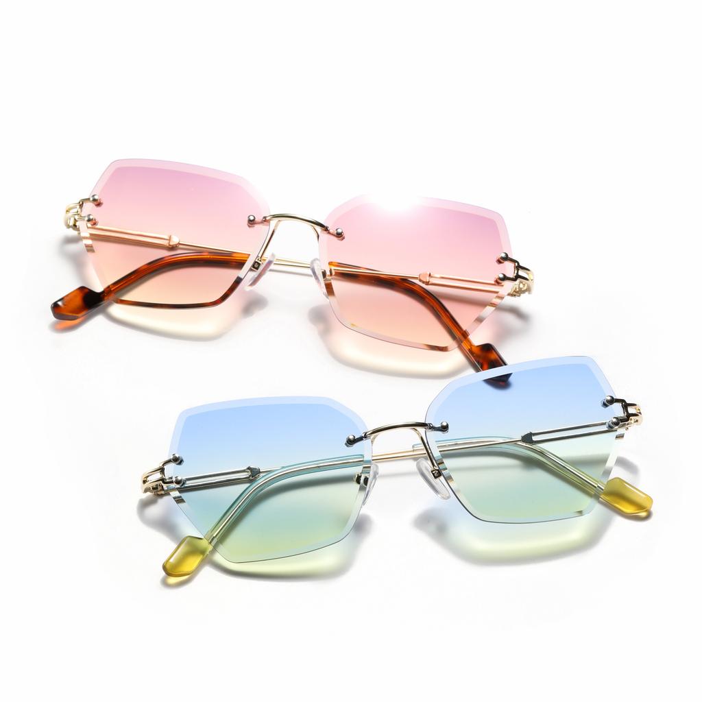 Большие очки в оправе, многоугольные, без оправы, ретро-солнцезащитные очки с бриллиантами, женские, классические, простые, Ins, солнцезащитные очки для мужчин