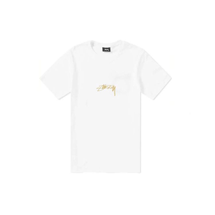 Stussy Вышитый логотип, короткий рукав, американская винтажная футболка, унисекс, топ, белый 1904268-02