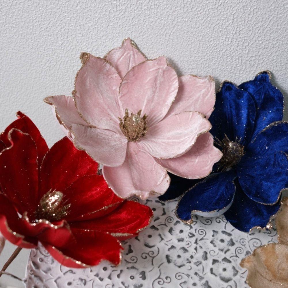 Xmas Tree Decoration 3D Simulation Magnolia 21cm Fake Flowers New Year