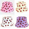 Double Sided Summer Strawberry Printed Fisherman Hat Outdoor Beach Sunshade Cap