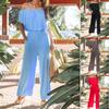 Women's Summer Jumpsuit Solid Strapless Off-Shoulder Loose Siamese Trousers
