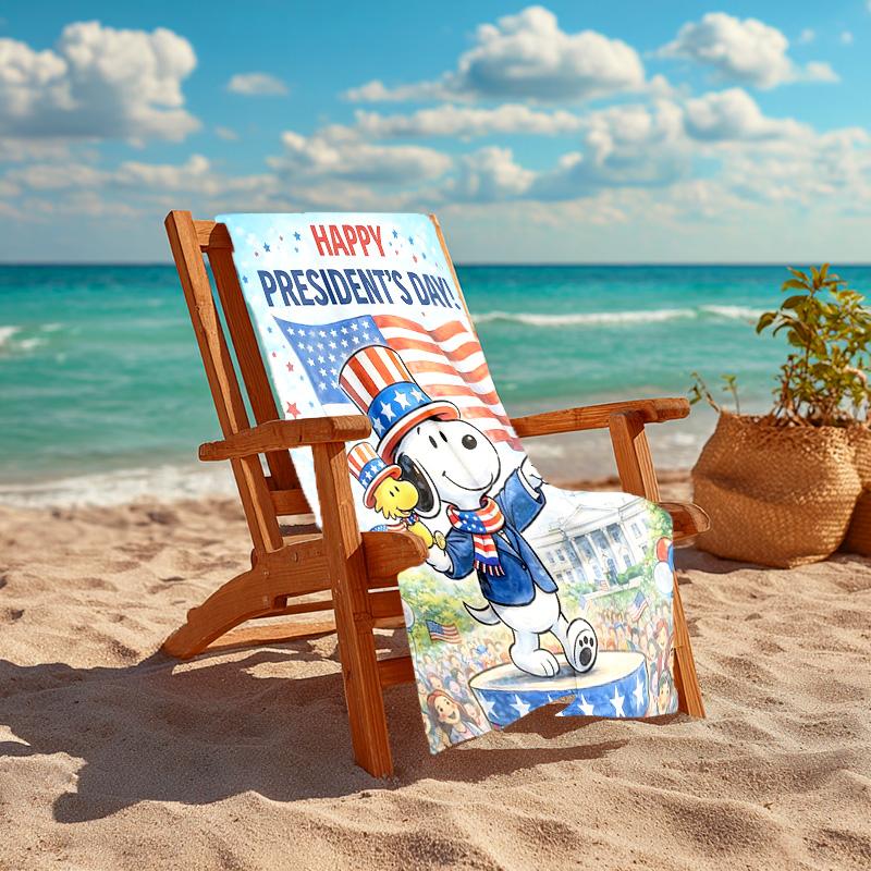 1pc Snoopy Celebrates Presidential Spirit Cartoon Quick Dry Microfiber Bath Towel for Swimming Surfing Camping Unisex Holiday. SJT7201108
