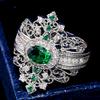Fashion Elegant Emerald Green Stone Crown Wedding Ring Unique Luxury Engagement Party Jewelry