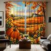 2 Pieces HD Field Sunflower Garden Maple Harvest Fruit Decorative Curtain Yellow Tie Digital Printed Curtain Home Decoration Sty
