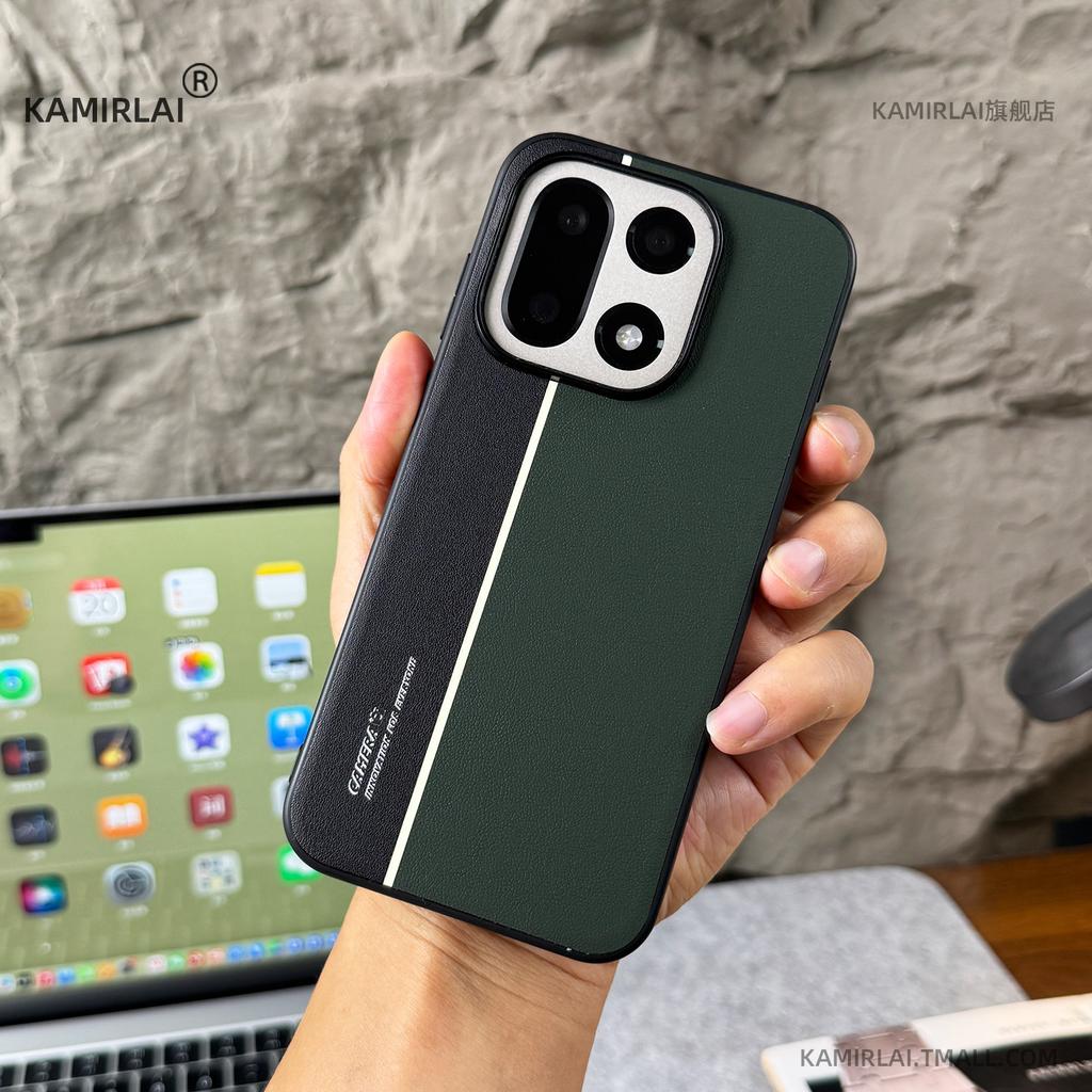 For OnePlus 15 Case Simple PU Vegan Leather Siliconed Phone Back Cover For One Plus 15 Shell Dustproof Shockproof Bumper