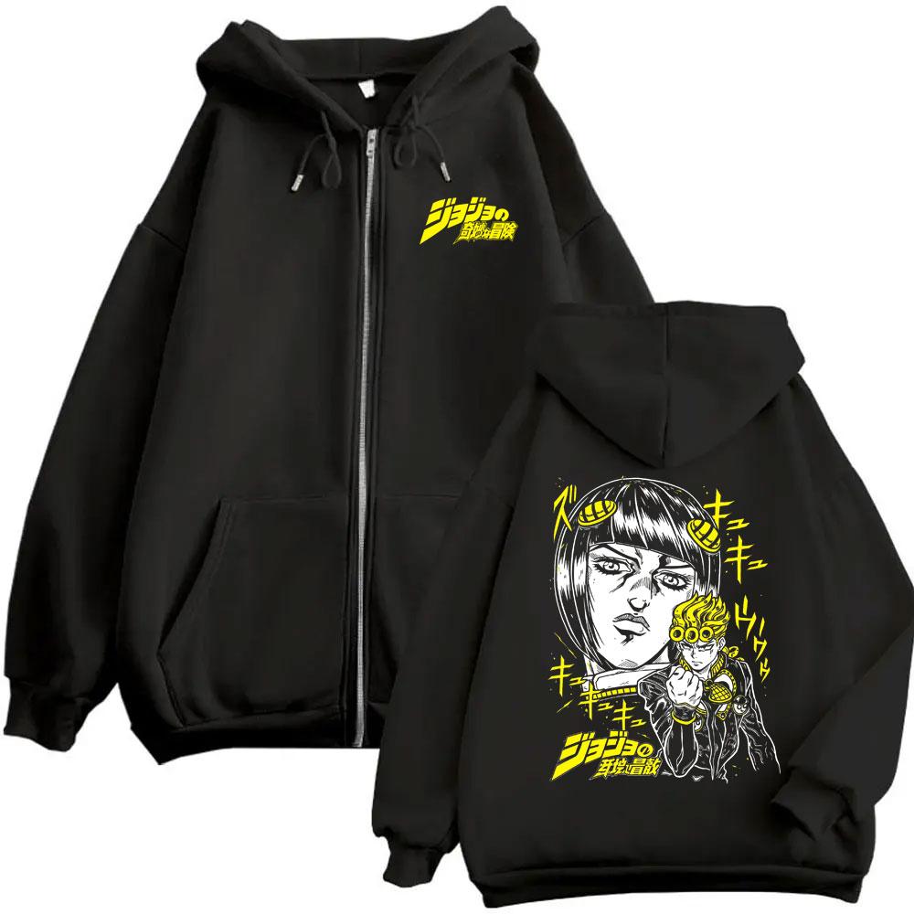 Крутые Аниме Jojo Bizarre Adventure Бруно Буччеллати Джорно Джованна Мерч Худи на молнии Мужчины Женщины Косплей