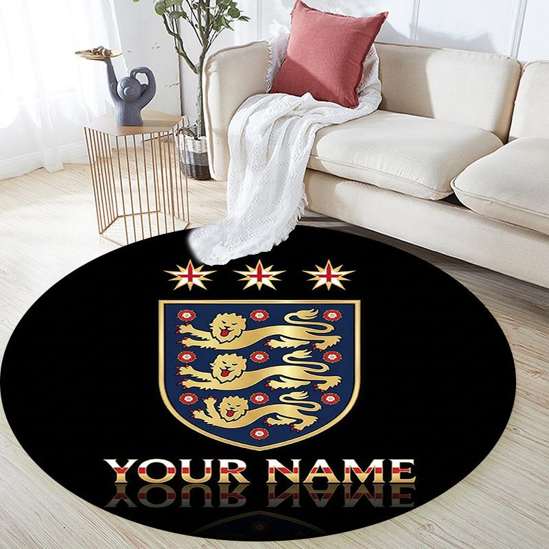 Custom Name England national team2 Round Area Rug,Carpet Rug for Living Room Bedroom Sofa Playroom Decor,Non-slip Floor Mat