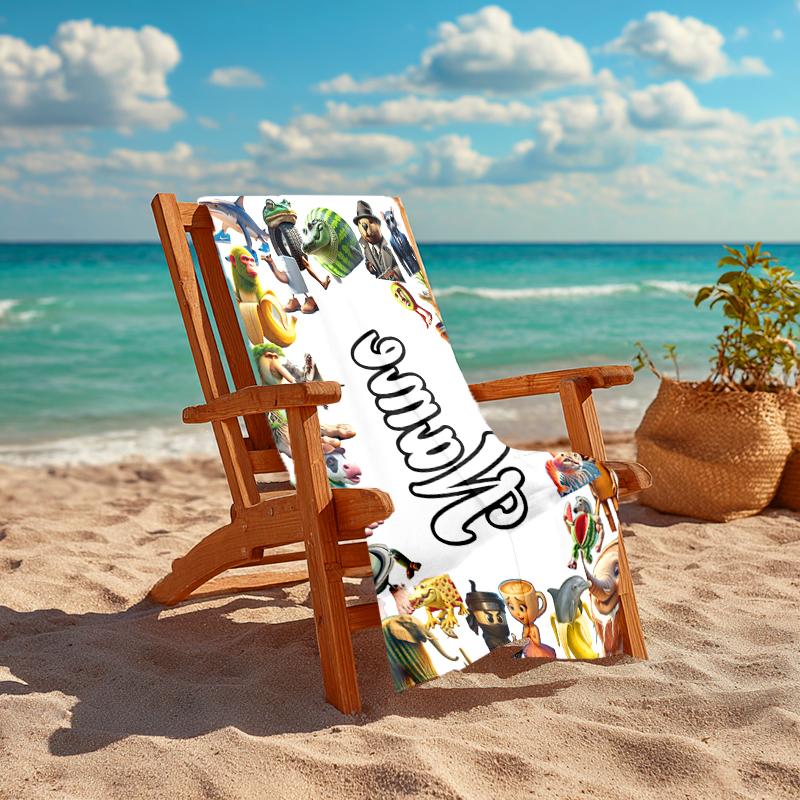 Personalized customized proof beach towel with Italian Brainrot animal pattern - soft, absorbent,quick-drying,perfect swimming,camping&bathing