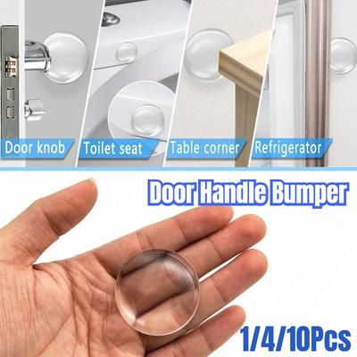 Накладка на дверную ручку, самоклеящаяся, прозрачная, силиконовая, защитная накладка на стену, противоударная, моющаяся, многоразовая, круглая, дверная накладка