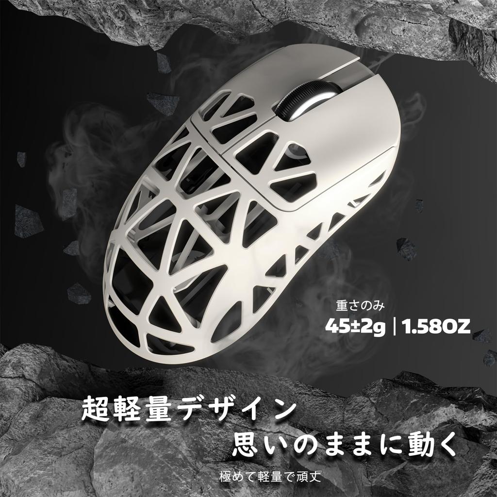 ATTACK SHARK R2 Gaming Mouse Magnesium Alloy Wireless PAW3950 8000hz Wired 42000DPI 45g Ultra Light Optical Micro Switch Coiled Cable Included Tape