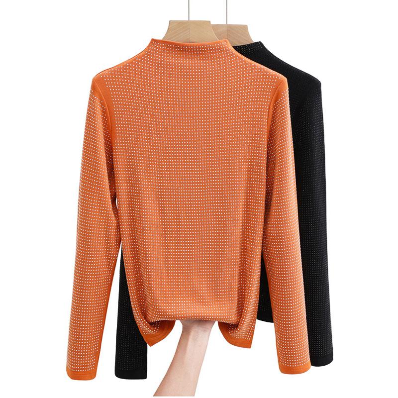 Весенне-осенняя женская блузка, утолщенная блузка с длинными рукавами и воротником до середины шеи, женская нижняя рубашка