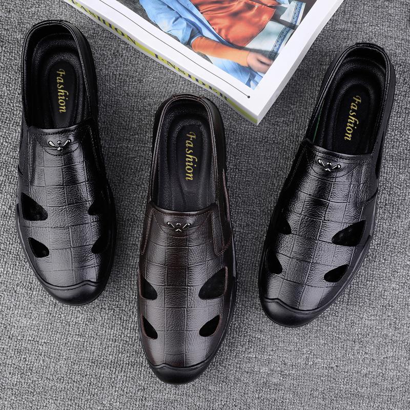 Летние хиты продаж, легкие дышащие туфли с полыми отверстиями, минималистичные мужские кожаные повседневные туфли, мужские сандалии, бесплатная доставка