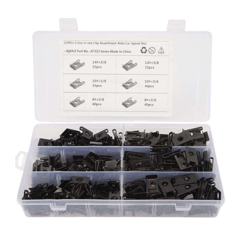 U Nut Clip Kit Stable Fixing High Strength 6 Size U Nuts Set for Car Plane Truck