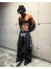Мода Америка ретро-стрит молния пэчворк мешковатые джинсы мужские Y2k полоса вышивка сращивание черные джинсовые брюки хип-хоп джинсы