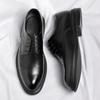 Fashionable Men Leather Hollowed Out Breathable Business Dress Leather Shoes Classic Black Lace Up Comfortable Gentlemen's Shoes