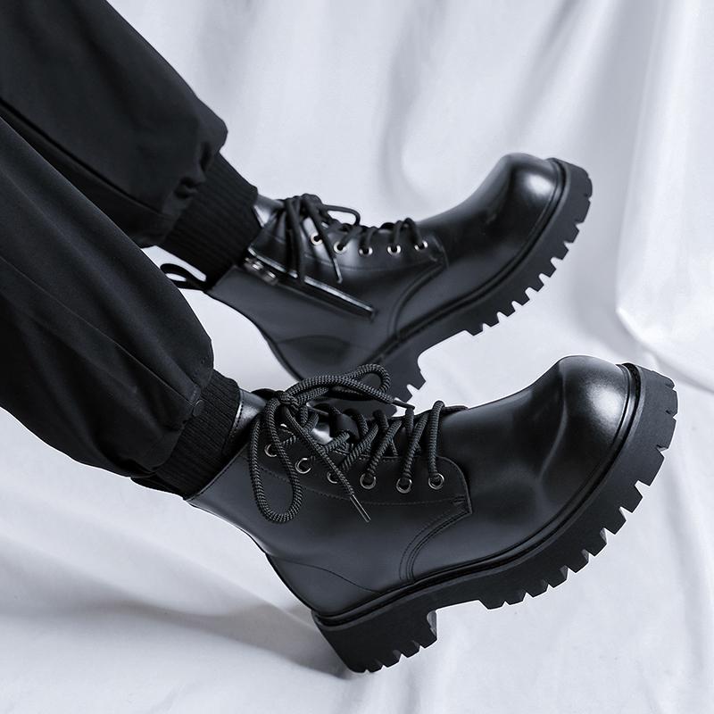 Новые осенние и зимние мужские ботинки Модный минималистичный британский стиль Уличный мотоцикл Повседневный офис Теплая обувь для молодежи