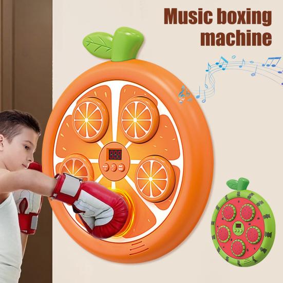 Fruit Music Boxing Machine with Gloves Wall Mounted Bluetooth-compatible Adjustable Smart LED Boxing Training Target Punching Pad Home Gym